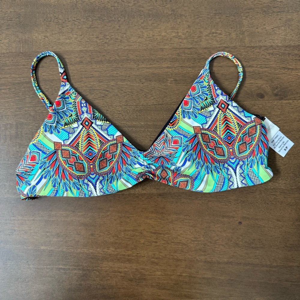 LSPACE Colorful Geometric Bikini Top